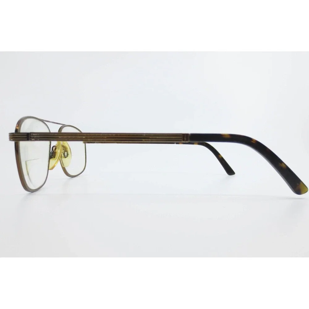 Genesis G4002 Brown Aviator Eyeglass Frames Mens 57-17-145 Double Bridge Metal